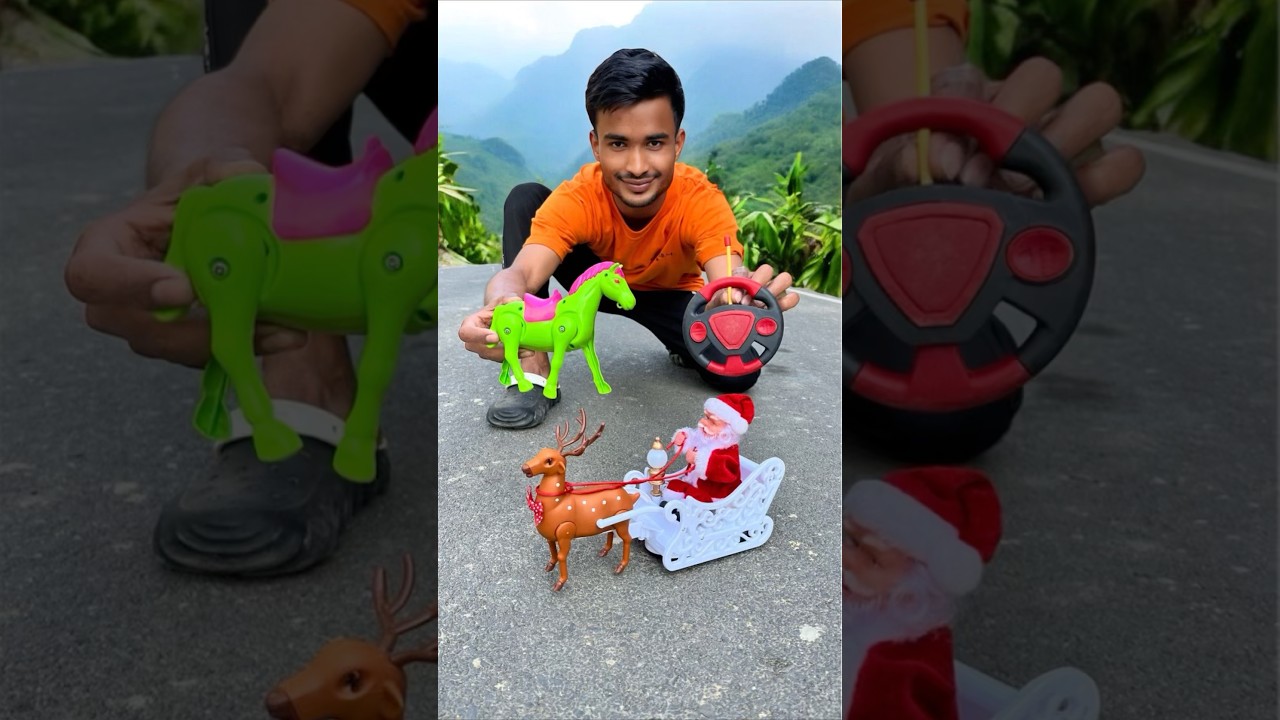 Notun Rc Santa Claus Sleigh and Reindeer gift Unboxing Or Testing
