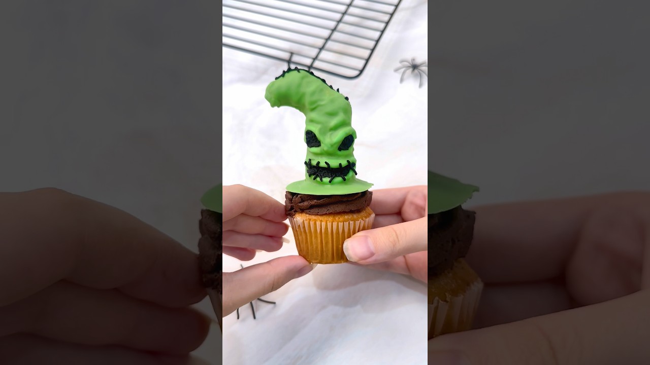 Turning Oogie Boogie Into a Halloween Cupcake 👀🎃 shorts halloween cupcake spooky